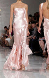 Light Pink Strapless Sheath Satin Long Party Dress Wedding Guest Dress, HZ0319
