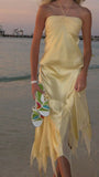 Light Yellow Halter 2 Pieces Long Party Dress Fashion Summer Dress, HZ0319