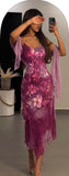 Fuchsia Spaghetti Straps Chiffon Party Dress Vintage Evening Dress, HZ0319