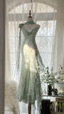 Elegant Spaghetti Straps Beading Mermaid Long Party Dress Evening Gown, HZ0319
