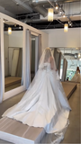 Elegant White Strapless A-Line Satin Appliques Wedding Dress Bridal Dress, HZ0319