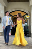 Yellow Sweetheart A-Line Long Formal Prom Gown Simple Party Dress, HZ0319