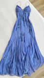 Lilac V Neck Straps Sheath Vintage Long Formal Prom Dress Evening Gown, HZ0319