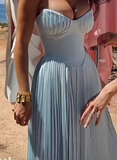 Ocean Blue Sweetheart A-Line Long Formal Prom Dress Evening Gown, HZ0319
