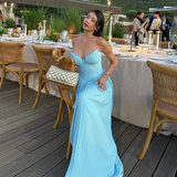 Ocean Blue Sweetheart A-Line Long Formal Prom Dress Evening Gown, HZ0319