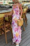 Elegant Lilac Straps Sheath Chiffon Long Party Dress Wedding Guest Dress, HZ0319