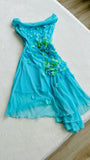 Blue Off Shoulder Sheath Midi length Cocktail Dress Vintage Party Dress, HZ0319