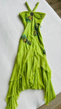 Green Straps Sheath Beading Chiffon Vintage Long Evening Party Dress, HZ0319