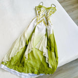 Green Ombre Straps A-Line Vintage Long Evening Party Dress, HZ0319