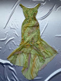 Green Chiffon Sleeveless Beading Mermaid Vintage Long Evening Party Dress, HZ0319