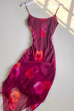 Vintage Spaghetti Straps Sheath Chiffon Long Evening Party Dress, HZ0319