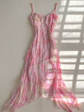 Pink Straps Sequins Lace Sheath Chiffon Long Party Dress Birthday Dress, HZ0319