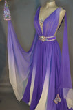 Purple Ombre A-Line Chiffon Beading Long Party Dress Vintage Evening Dress, HZ0319