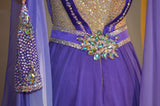 Purple Ombre A-Line Chiffon Beading Long Party Dress Vintage Evening Dress, HZ0319