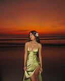 Green V Neck Straps Sheath Satin Split Long Party Dress Wedding Guest Dress, HZ0319