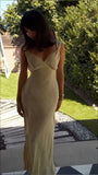 Elegant V Neck Sleeveless Sheath Chiffon Simple Long Party Dress, HZ0319