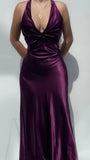 Tiffany Blue V Neck Sheath Satin Wedding Guest Dress Simple Long Party Dress, HZ0319