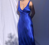 Tiffany Blue V Neck Sheath Satin Wedding Guest Dress Simple Long Party Dress, HZ0319
