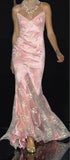 Pink V Neck Straps Mermaid Satin Lace Long Formal Party Dress Birthday Dress, HZ0319