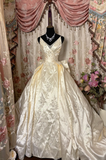 Gorgeous Ivory Straps A-Line Satin Vintage Wedding Dress Bridal Dress, HZ0319