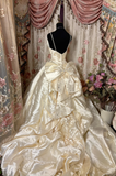 Gorgeous Ivory Straps A-Line Satin Vintage Wedding Dress Bridal Dress, HZ0319