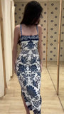 Fashion Straps Sheath Printed Long Party Dress Pretty Beach Dress, HZ0319