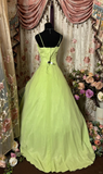 Green Spaghetti Straps A-Line Tiered Chiffon Vintage Long Prom Dress Evening Gown, HZ0319
