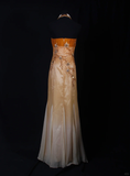 Orange Halter Mermaid Beading Long Prom Dress Vintage Evening Dress, HZ0319