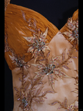 Orange Halter Mermaid Beading Long Prom Dress Vintage Evening Dress, HZ0319