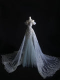 Stunning Off Shoulder Tulle Beading Mermaid Long Prom dress Wedding Dress, HZ0319