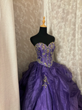 Purple Sweetheart A-Line Beading Chiffon Vintage Long Prom Dress Evening Gown, HZ0319