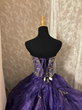 Purple Sweetheart A-Line Beading Chiffon Vintage Long Prom Dress Evening Gown, HZ0319
