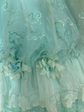 Tiffany Blue Halter A-Line Lace Sequins Vintage Long Prom Dress Evening Gown, HZ0319