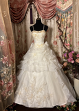 Retro White Straps A-Line Chiffon Long Party Dress Vintage Wedding Dress, HZ0319