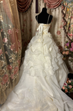 Retro White Straps A-Line Chiffon Long Party Dress Vintage Wedding Dress, HZ0319