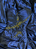 Navy Blue Sweetheart A-Line Satin Beading Long Party Dress Evening Gown, HZ0319