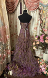 Elegant Strapless A-Line Organza Tiered Retro Long Party Dress Evening Gown, HZ0319