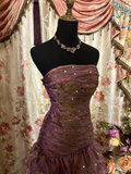 Elegant Strapless A-Line Organza Tiered Retro Long Party Dress Evening Gown, HZ0319