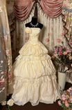 Lovely Champagne Strapless A-Line Retro Long Party Dress Evening Gown, HZ0319
