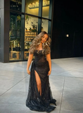 Shiny Black Strapless Sheath Long Party Dress Sexy Evening Party Dress, HZ0319