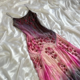 Vintage Spaghetti Straps Ombre Sheath Beading Chiffon Long Party Dress, HZ0319