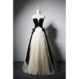 Classy Strapless A-Line Satin Long Formal Prom Dress Evening Party Dress, HZ0319