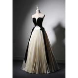 Classy Strapless A-Line Satin Long Formal Prom Dress Evening Party Dress, HZ0319