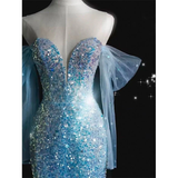 Gorgeous Blue Mermaid Sequins Long Formal Prom Dress Evening Party Dress, HZ0319