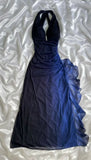 Navy Blue V Neck Ombre Sheath Chiffon Vintage Long Evening Party Dress, HZ0319