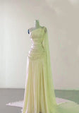 Pink One Shoulder A-Line Beading Chiffon Long Party Dress Formal Prom Dress, HZ0319