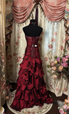 Wine Red Sweetheart Sheath Beading Vintage Long Party Dress Evening Dress, HZ0319