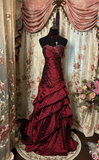 Wine Red Sweetheart Sheath Beading Vintage Long Party Dress Evening Dress, HZ0319