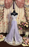 Light Lilac Sweetheart Beading Chiffon Vintage Long Party Dress Evening Dress, HZ0319