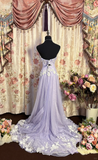 Light Lilac Sweetheart Beading Chiffon Vintage Long Party Dress Evening Dress, HZ0319